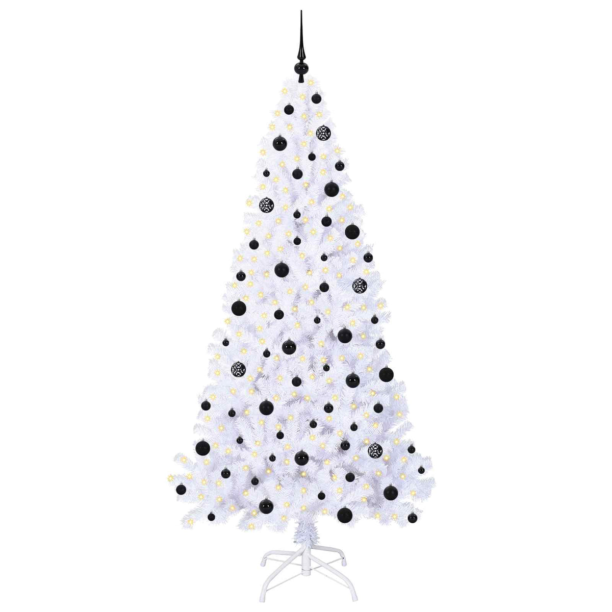 Kunstigt juletræ med 300 LED'er Hvid 210 cm PVC og Stål