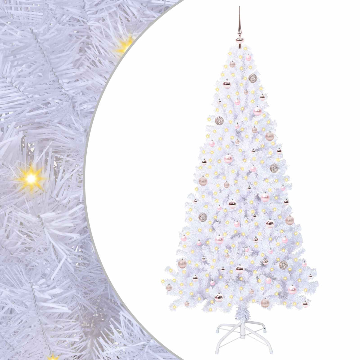 Kunstigt juletræ med 300 LED'er Hvid 210 cm PVC og Stål
