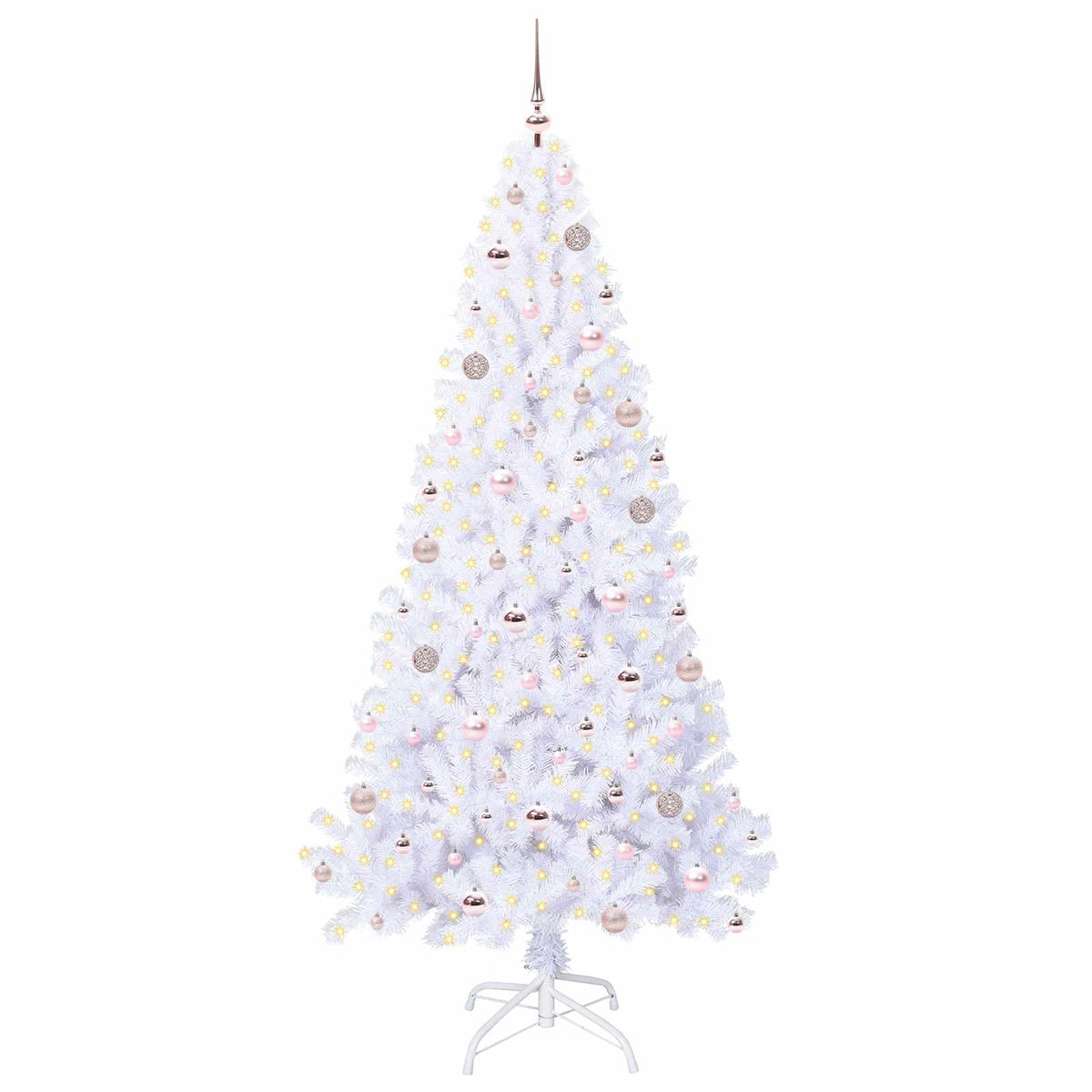 Kunstigt juletræ med 300 LED'er Hvid 210 cm PVC og Stål