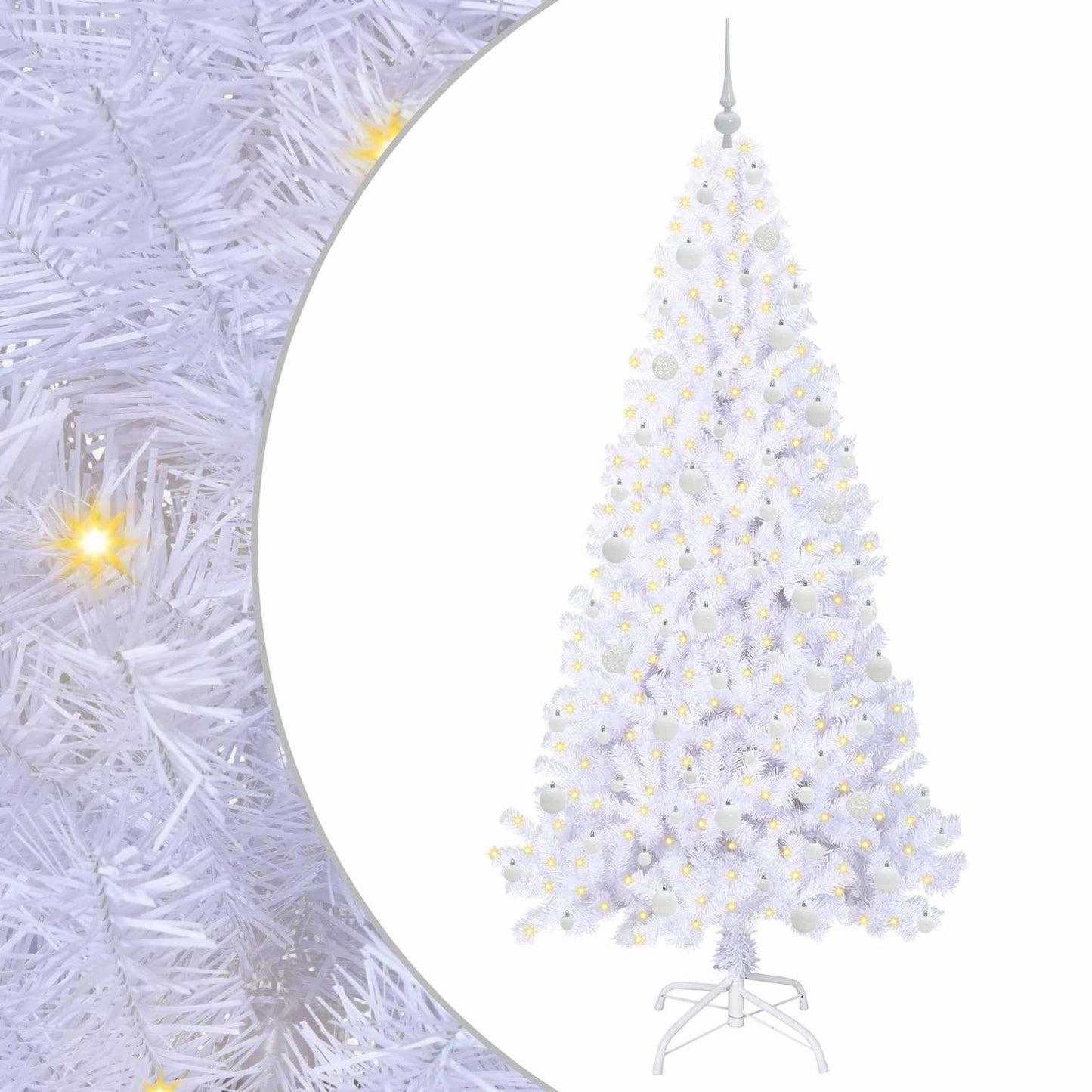 Kunstigt juletræ med 300 LED'er Hvid 210 cm PVC og Stål