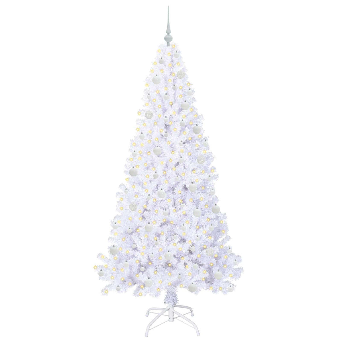 Kunstigt juletræ med 300 LED'er Hvid 210 cm PVC og Stål