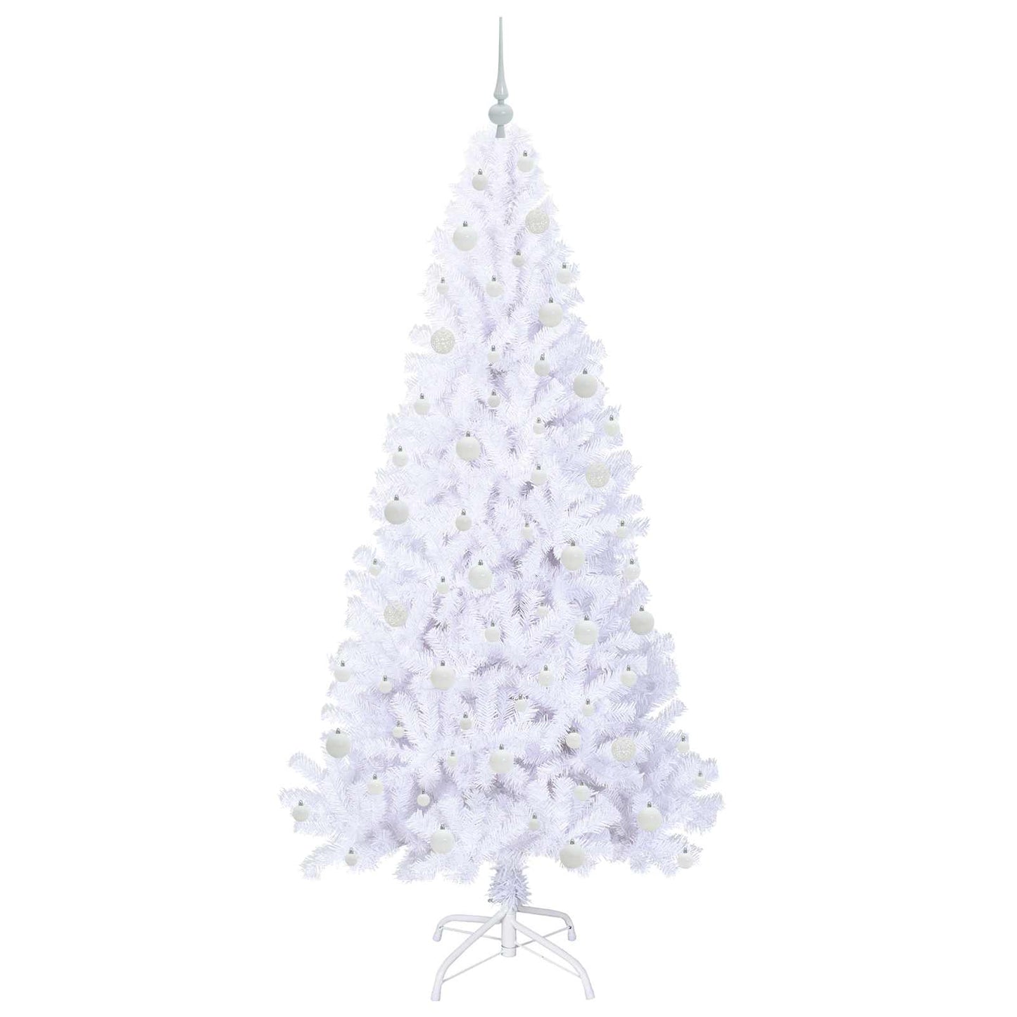 Kunstigt juletræ med 300 LED'er Hvid 210 cm PVC og Stål