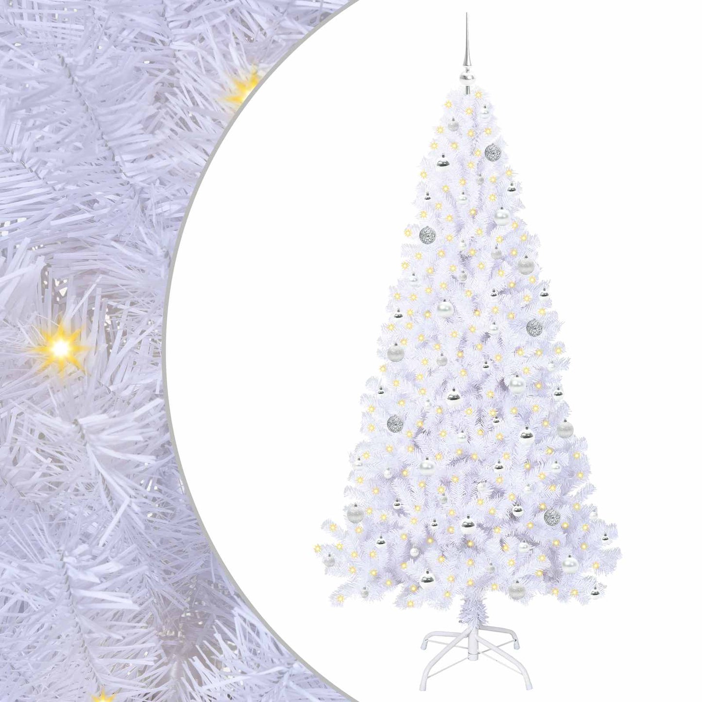 Kunstigt juletræ med 300 LED'er Hvid 210 cm PVC og Stål