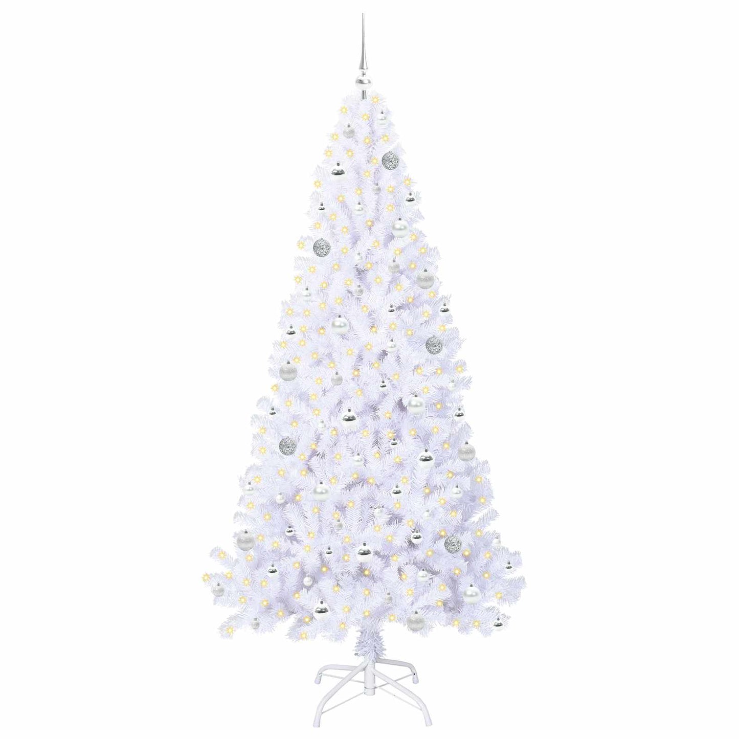 Kunstigt juletræ med 300 LED'er Hvid 210 cm PVC og Stål