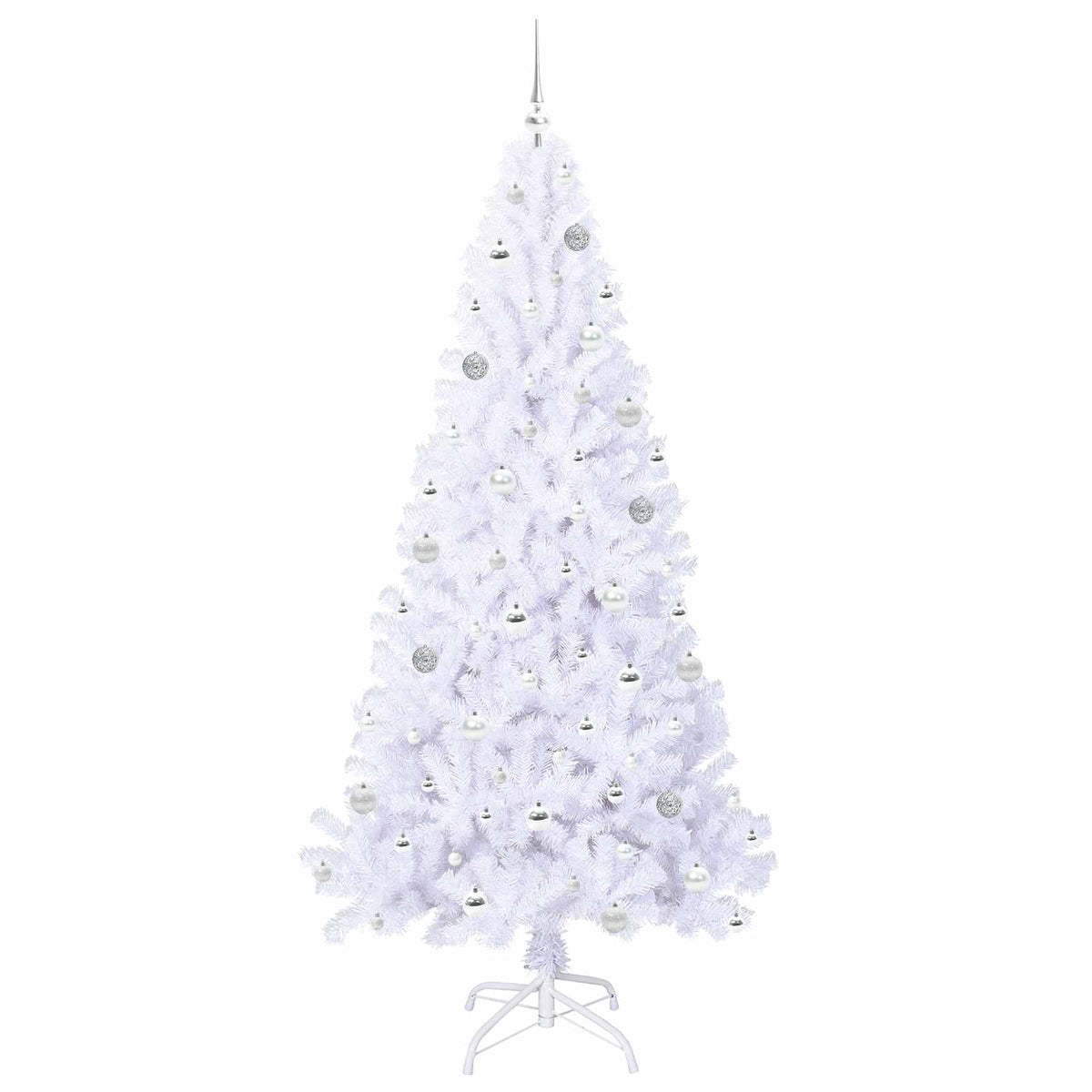 Kunstigt juletræ med 300 LED'er Hvid 210 cm PVC og Stål