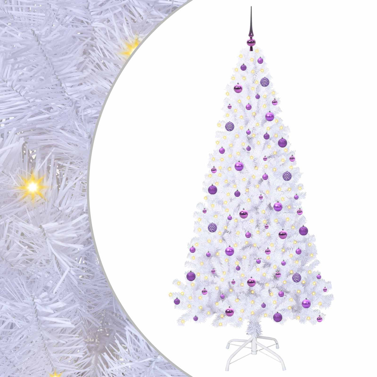 Kunstigt juletræ med 300 LED'er Hvid 210 cm PVC og Stål