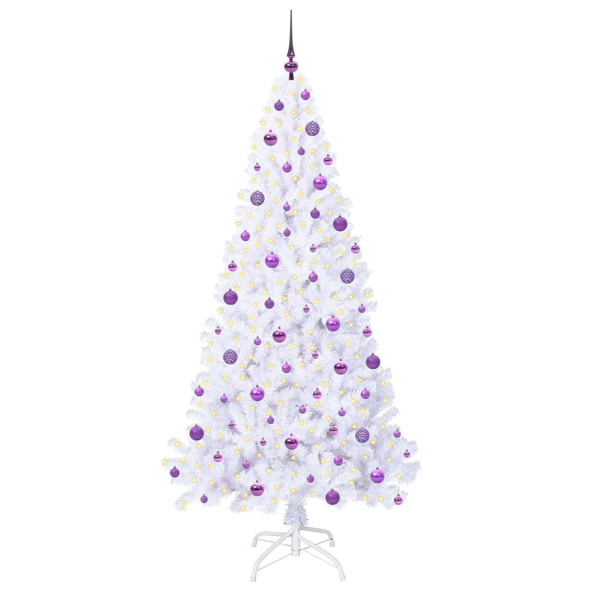 Kunstigt juletræ med 300 LED'er Hvid 210 cm PVC og Stål