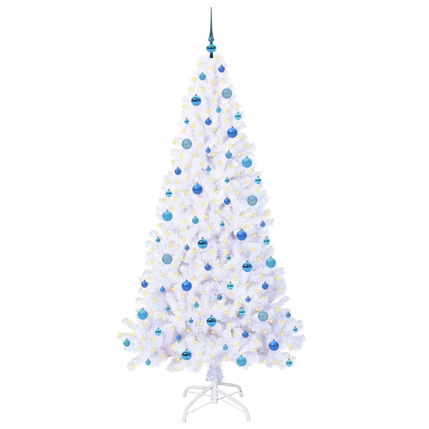 Kunstigt juletræ med 300 LED'er Hvid 210 cm PVC og Stål