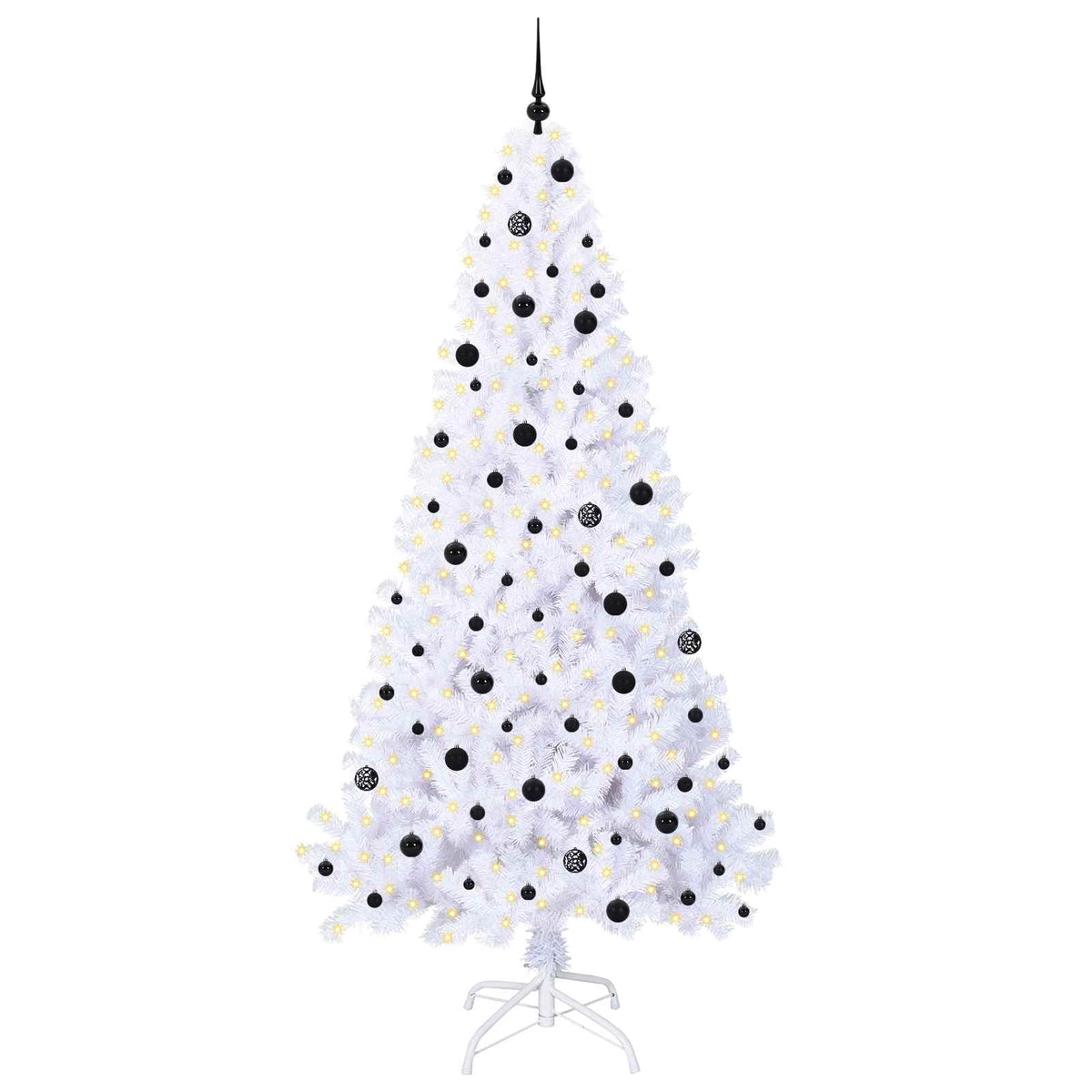 Kunstigt juletræ med 300 LED'er Hvid 240 cm PVC og Stål