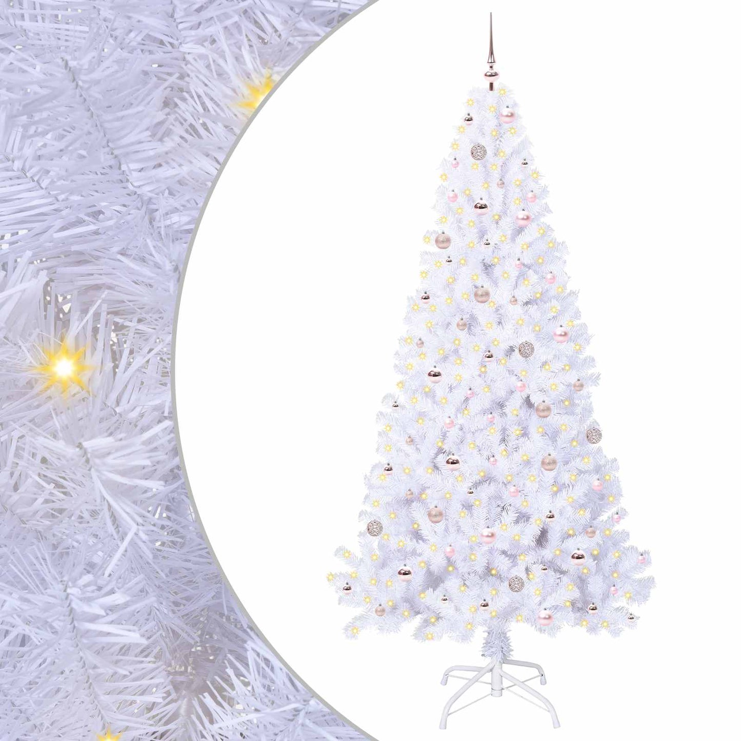 Kunstigt juletræ med 300 LED'er Hvid 240 cm PVC og Stål