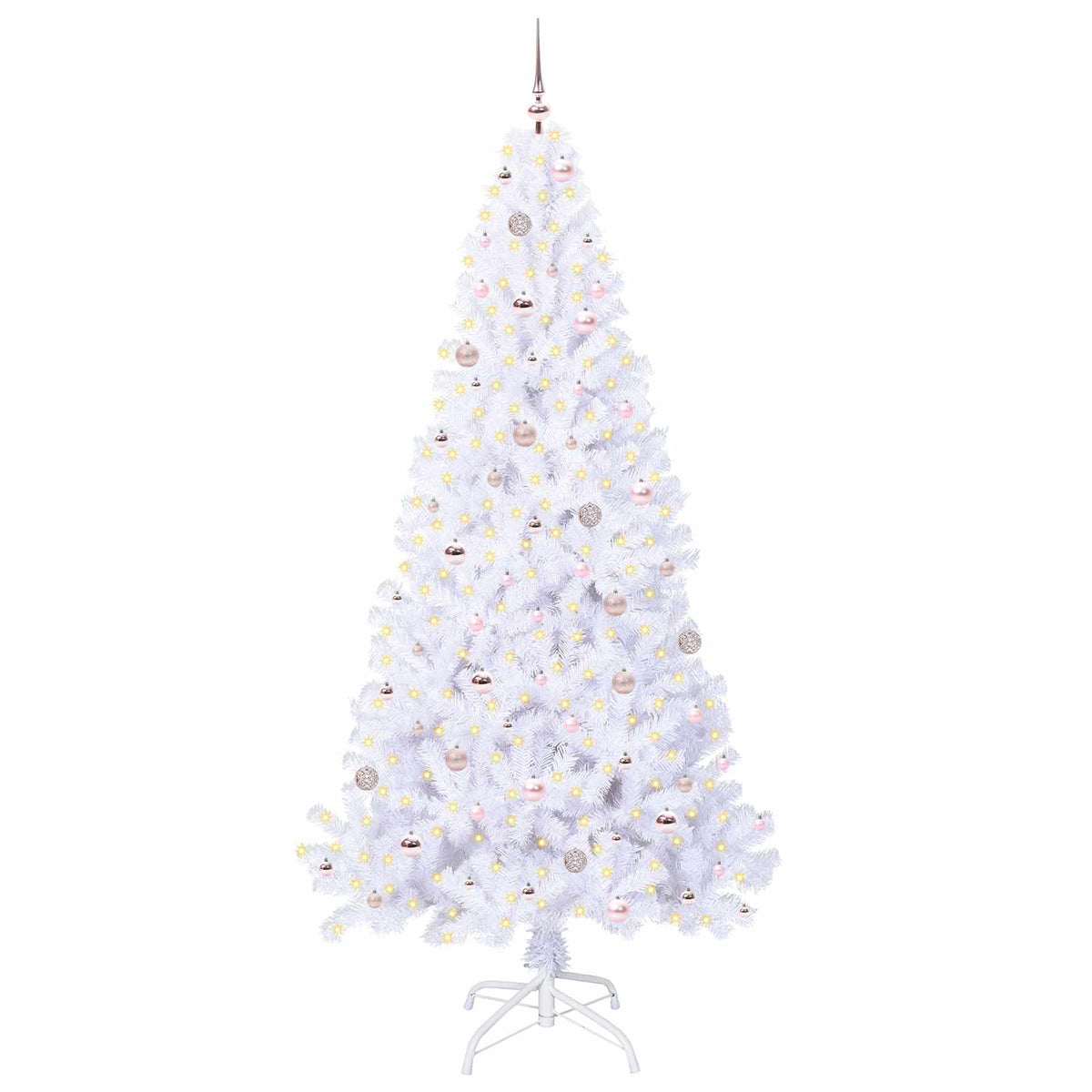 Kunstigt juletræ med 300 LED'er Hvid 240 cm PVC og Stål