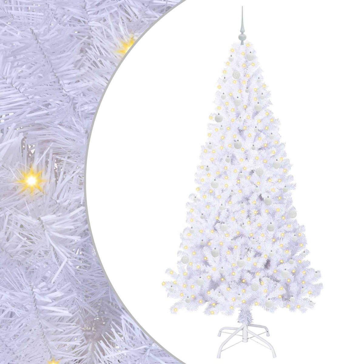 Kunstigt juletræ med 300 LED'er Hvid 240 cm PVC og Stål