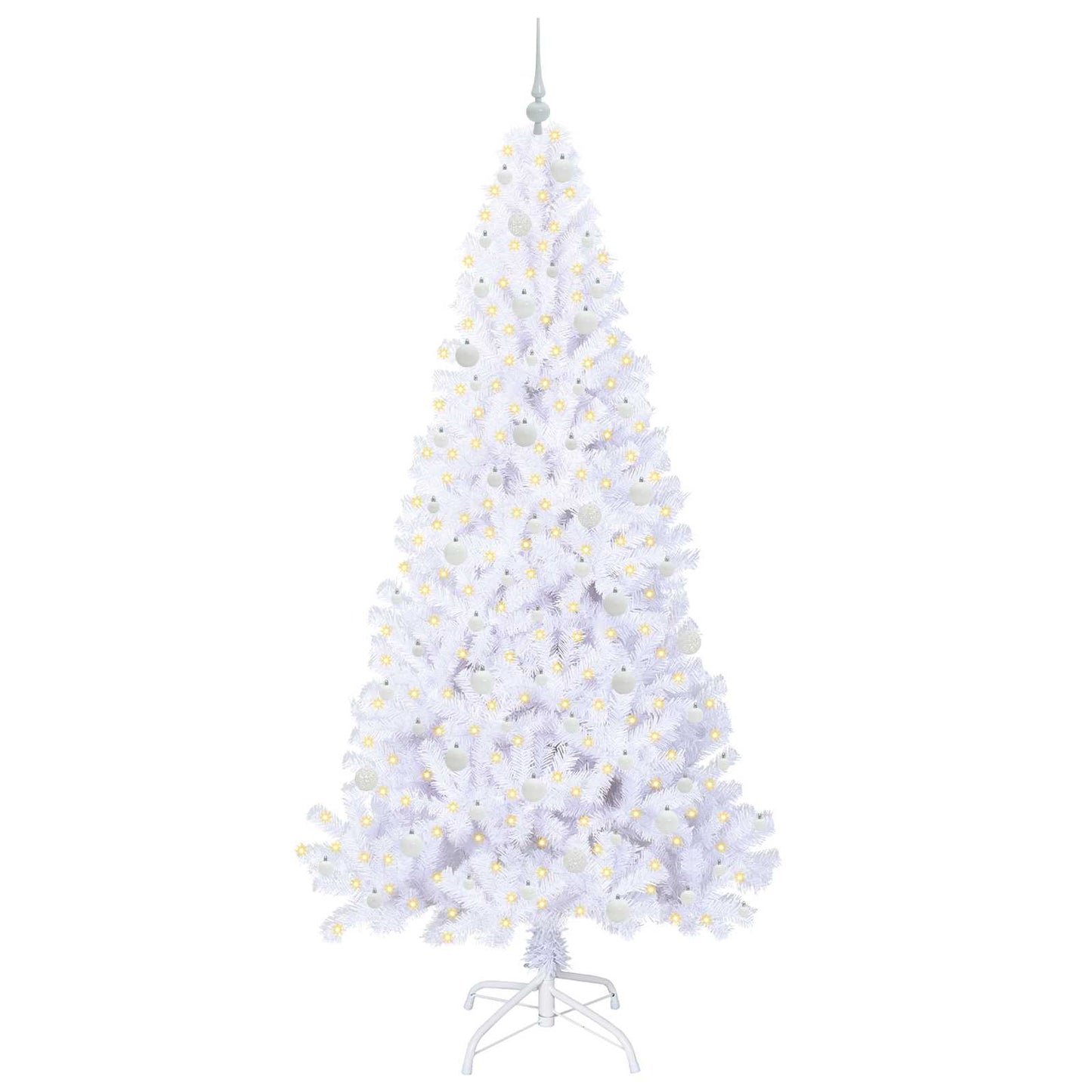 Kunstigt juletræ med 300 LED'er Hvid 240 cm PVC og Stål