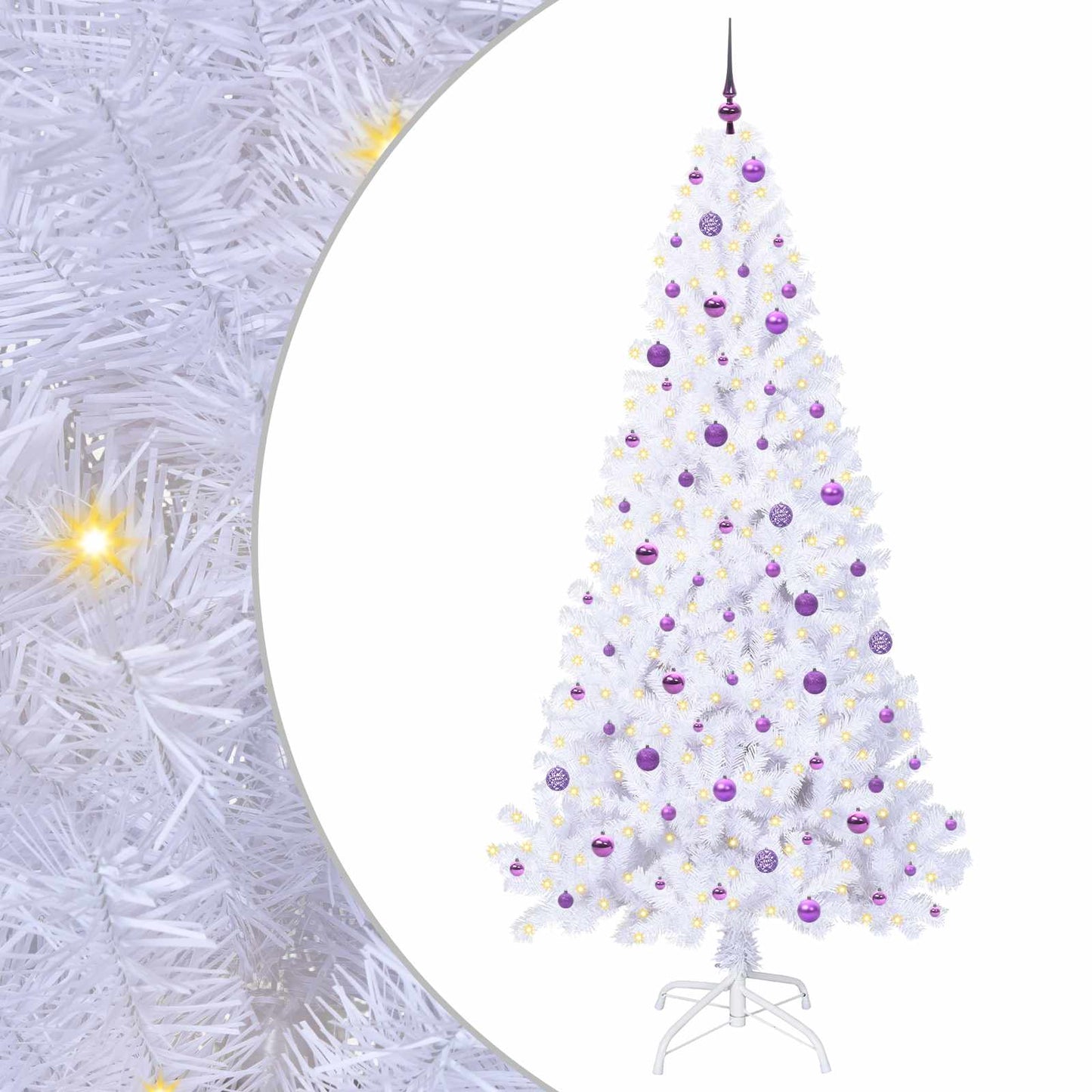 Kunstigt juletræ med 300 LED'er Hvid 240 cm PVC og Stål