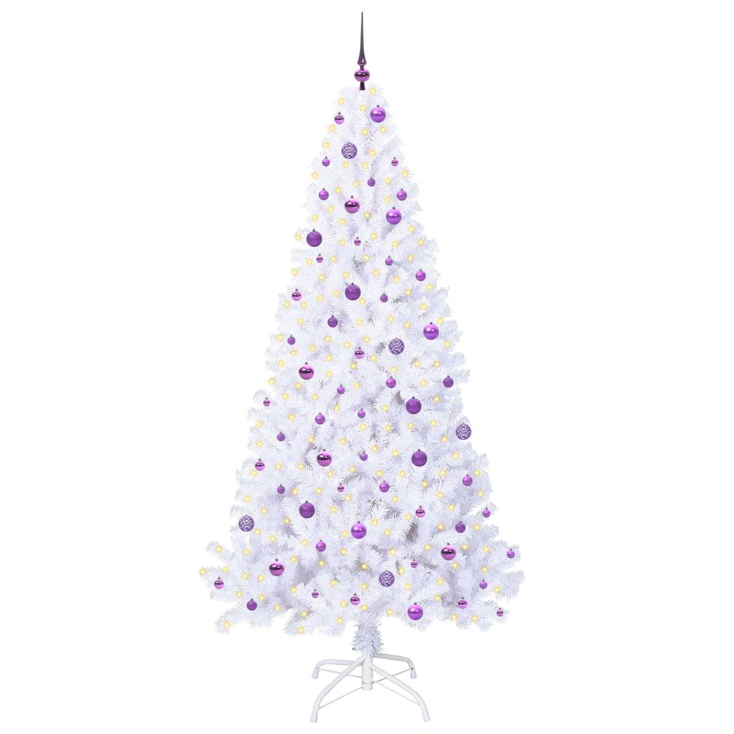 Kunstigt juletræ med 300 LED'er Hvid 240 cm PVC og Stål