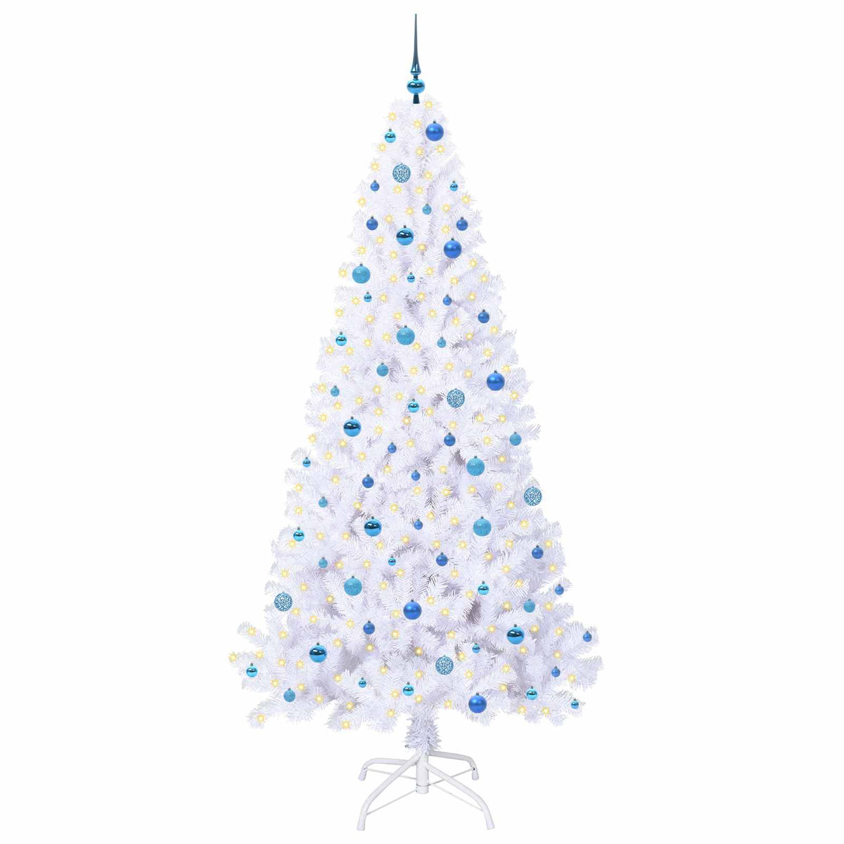 Kunstigt juletræ med 300 LED'er Hvid 240 cm PVC og Stål