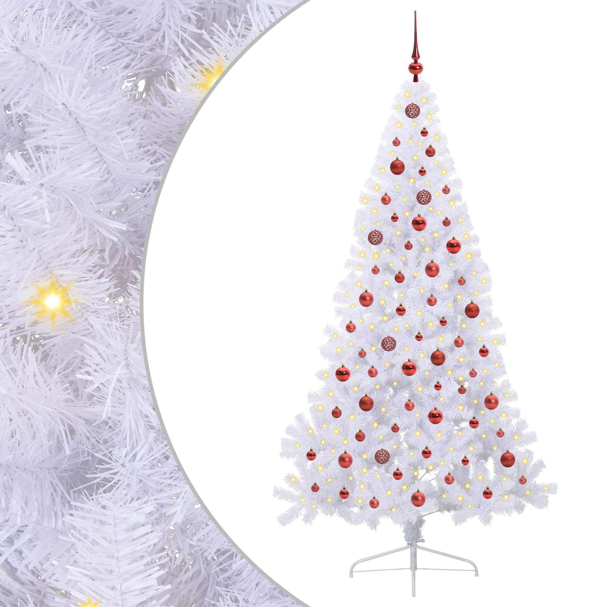 Kunstigt juletræ med 300 LED'er Hvid 210 cm PVC og Stål