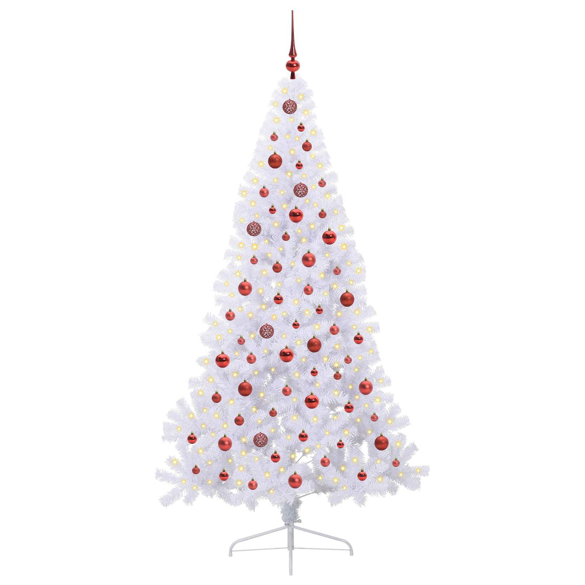 Kunstigt juletræ med 300 LED'er Hvid 210 cm PVC og Stål