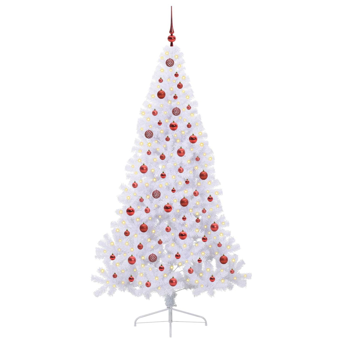 Kunstigt juletræ med 300 LED'er Hvid 210 cm PVC og Stål