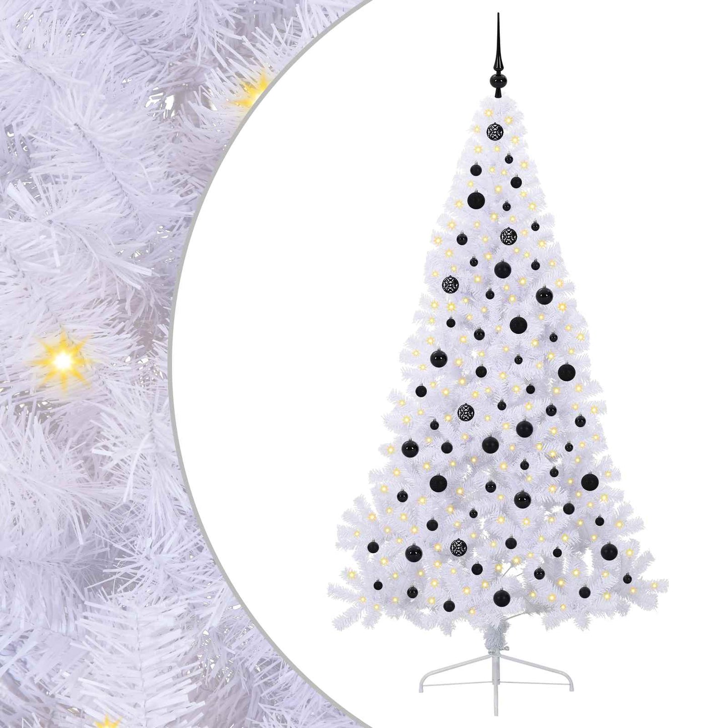 Kunstigt juletræ med 300 LED'er Hvid 210 cm PVC og Stål