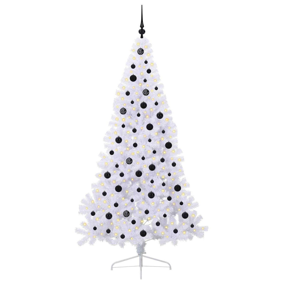 Kunstigt juletræ med 300 LED'er Hvid 210 cm PVC og Stål