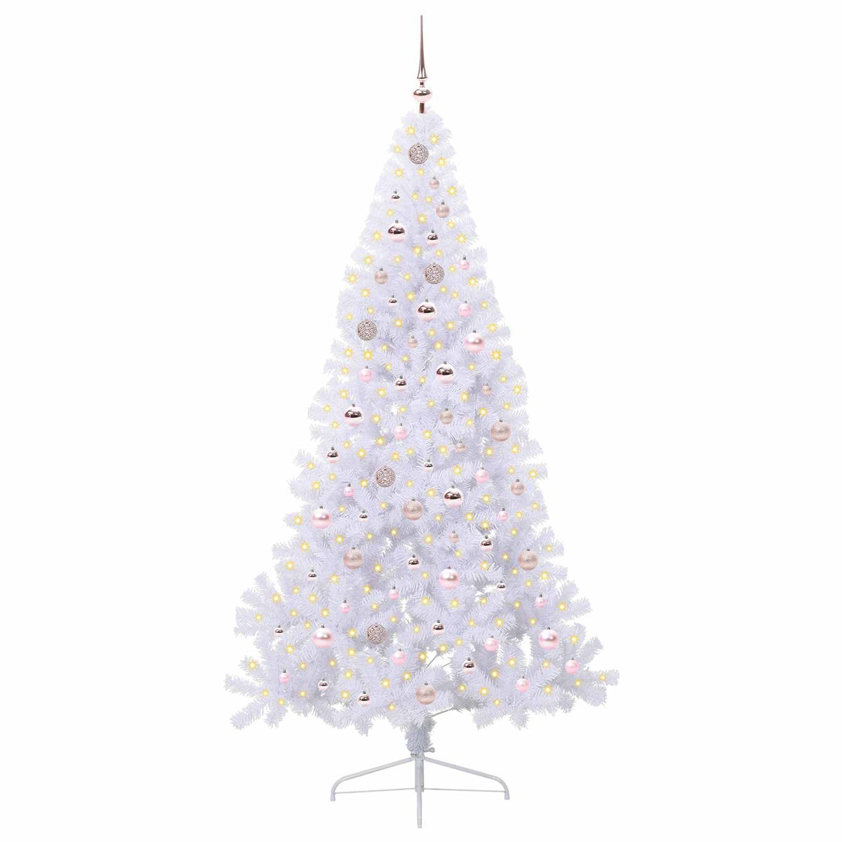 Kunstigt juletræ med 300 LED'er Hvid 210 cm PVC og Stål