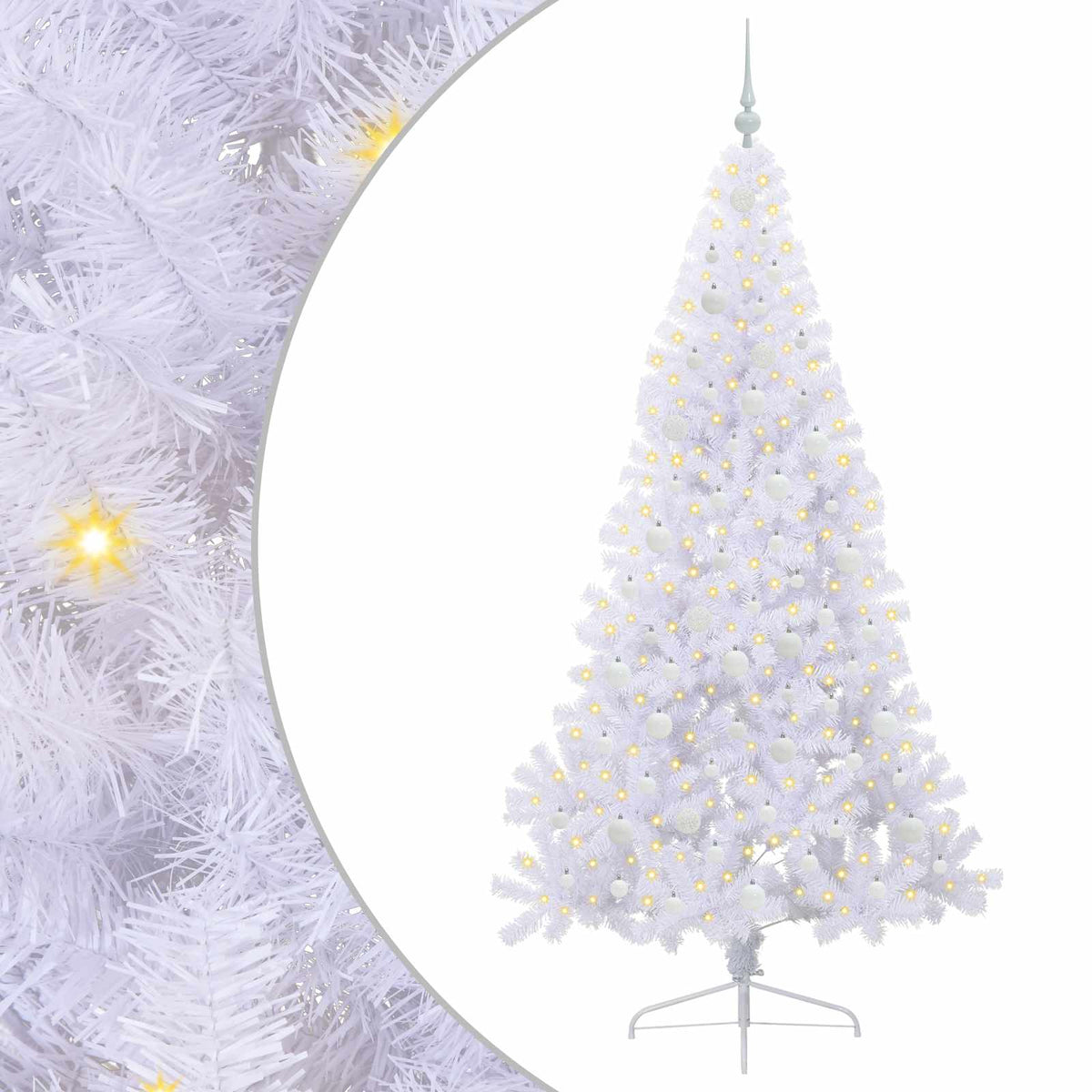 Kunstigt juletræ med 300 LED'er Hvid 210 cm PVC og Stål