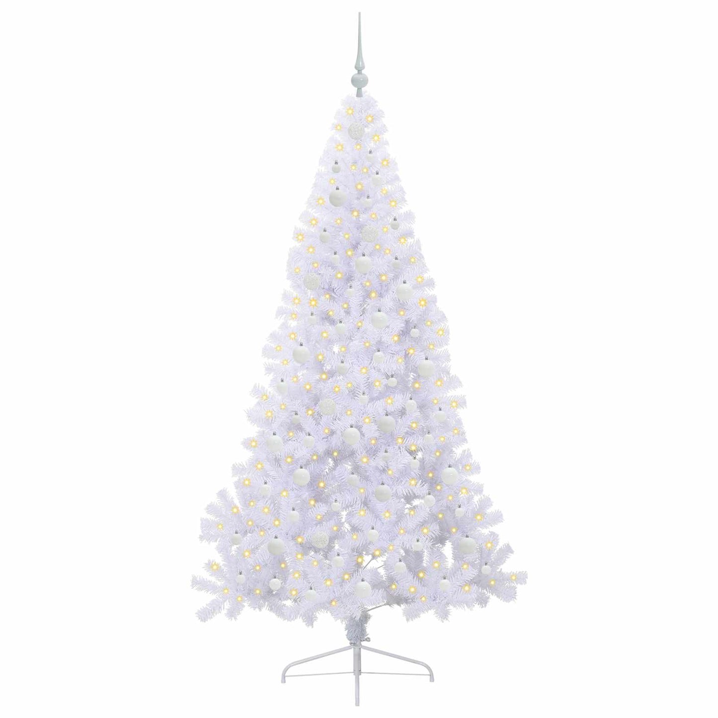 Kunstigt juletræ med 300 LED'er Hvid 210 cm PVC og Stål