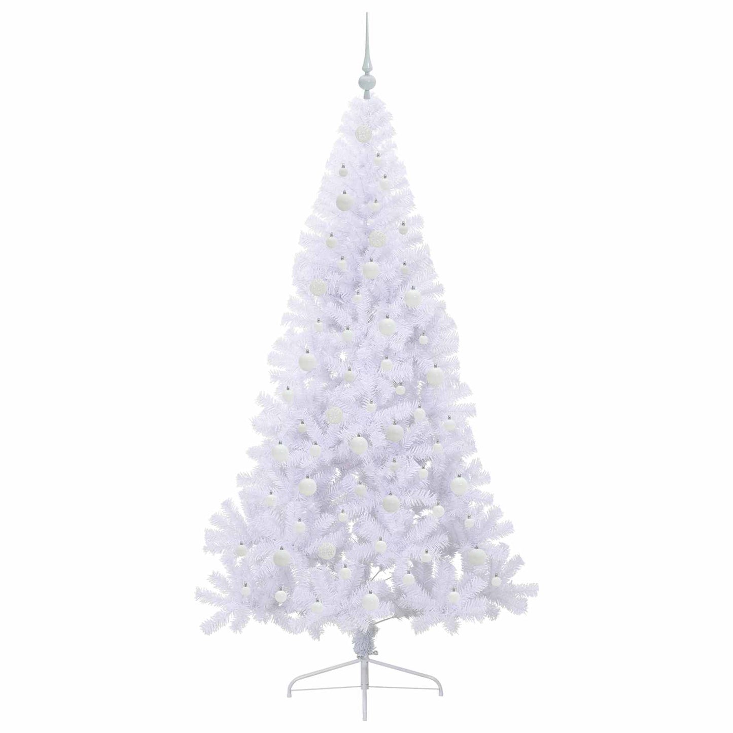 Kunstigt juletræ med 300 LED'er Hvid 210 cm PVC og Stål