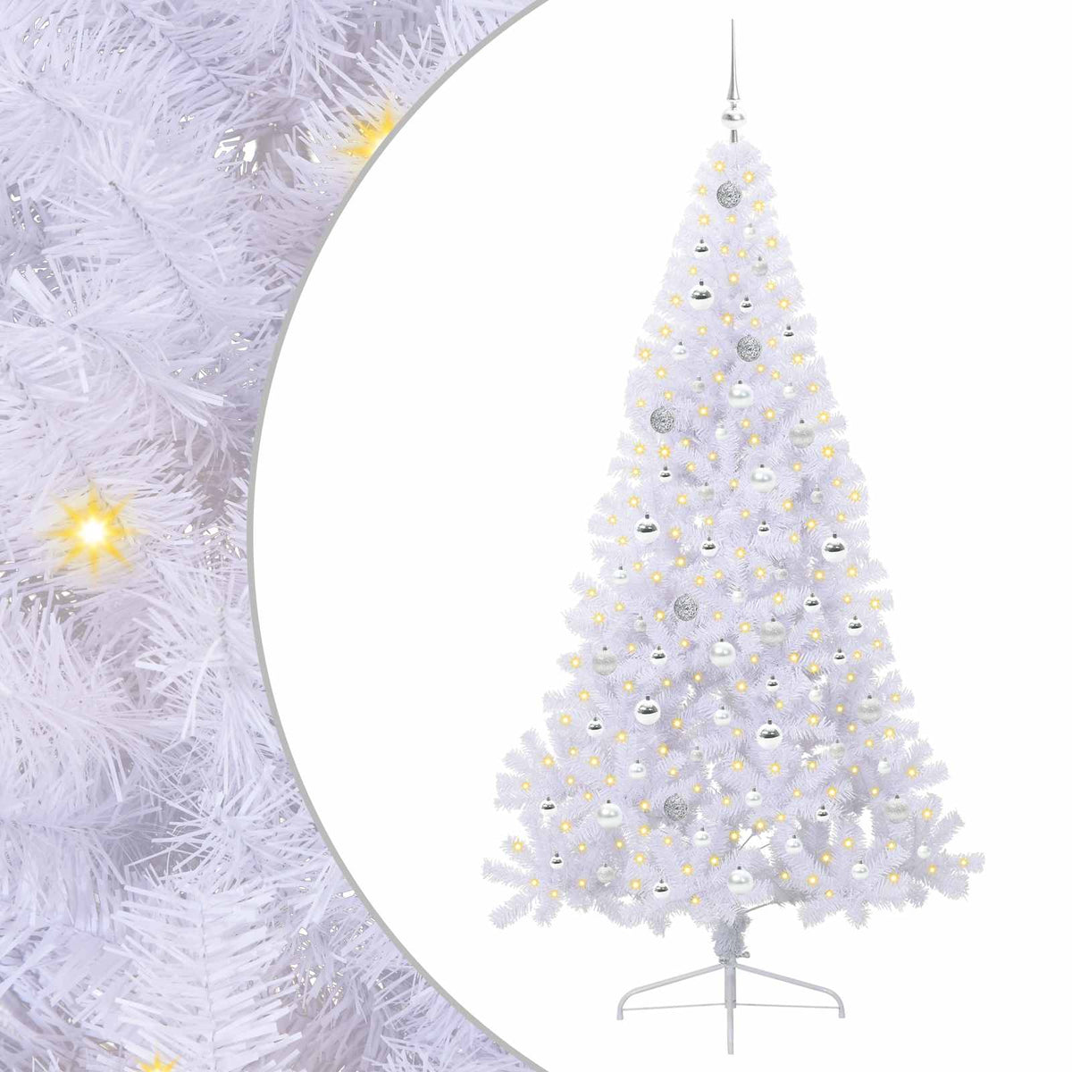 Kunstigt juletræ med 300 LED'er Hvid 210 cm PVC og Stål