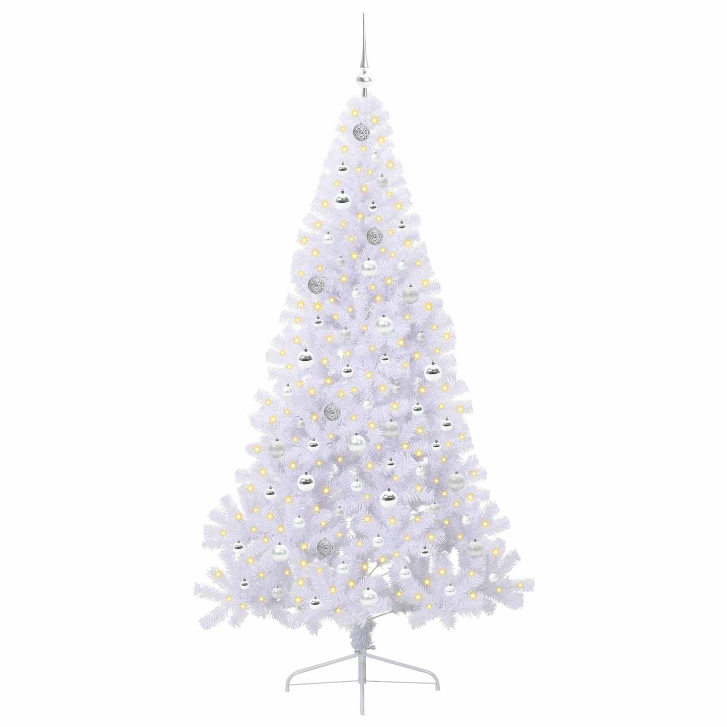 Kunstigt juletræ med 300 LED'er Hvid 210 cm PVC og Stål