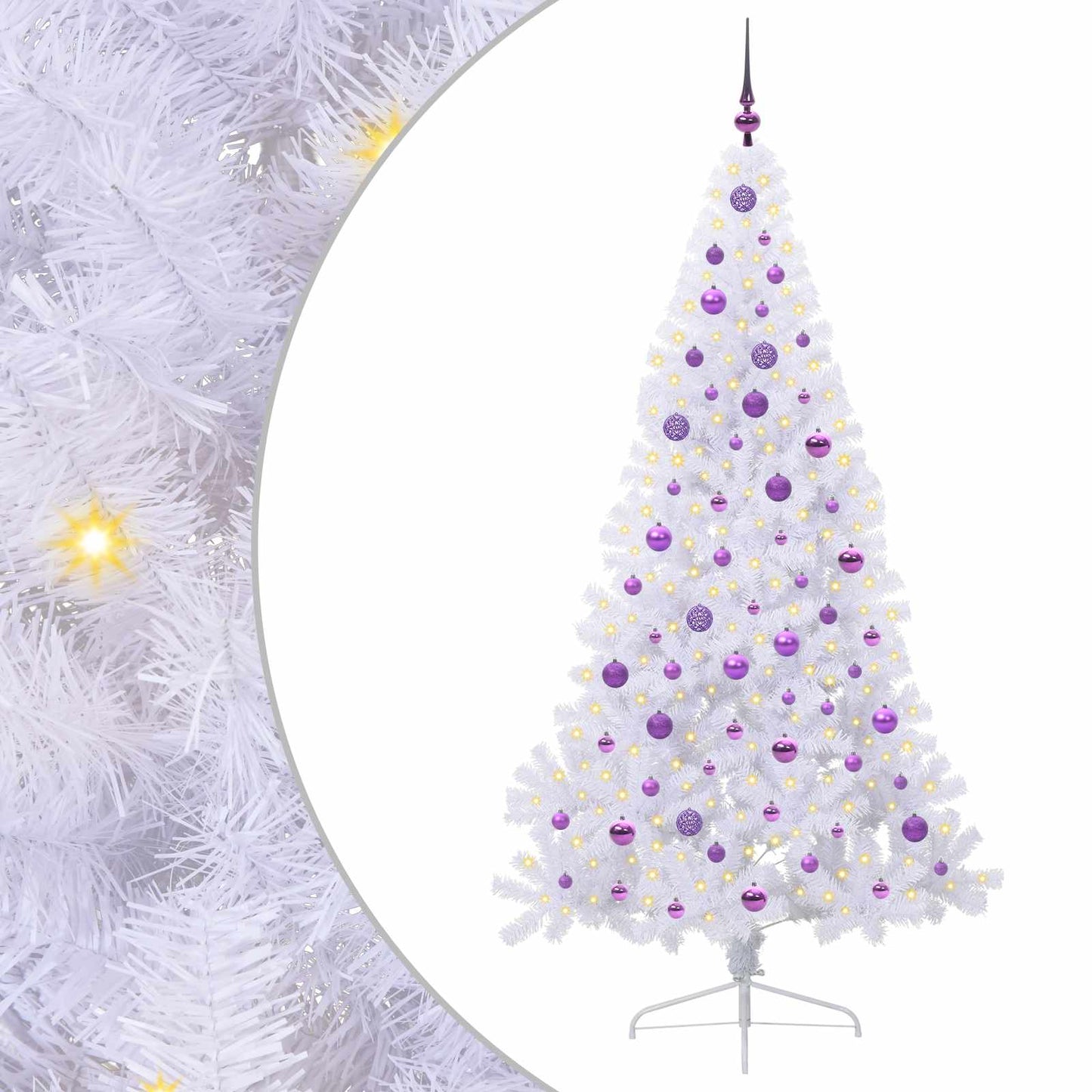 Kunstigt juletræ med 300 LED'er Hvid 210 cm PVC og Stål