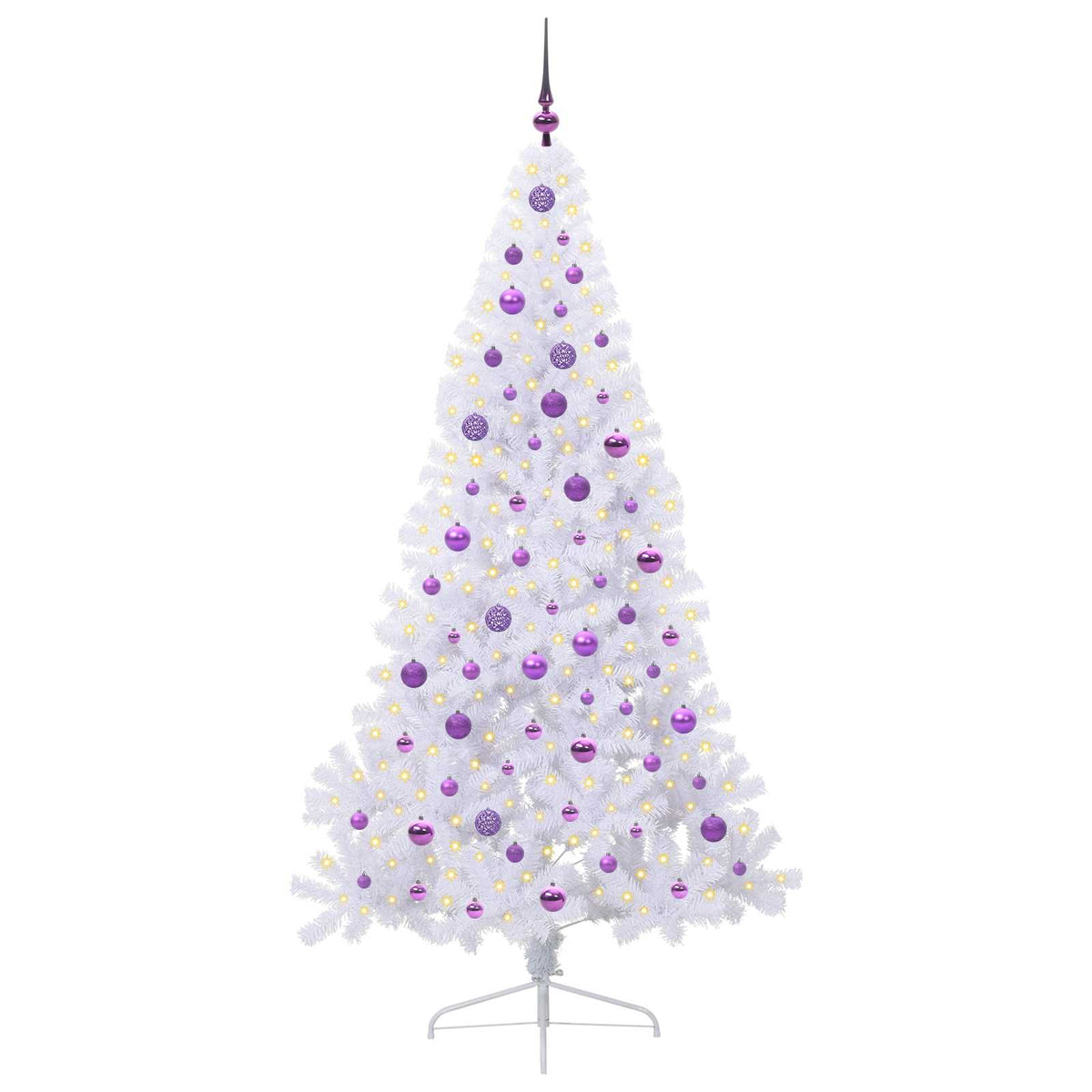 Kunstigt juletræ med 300 LED'er Hvid 210 cm PVC og Stål