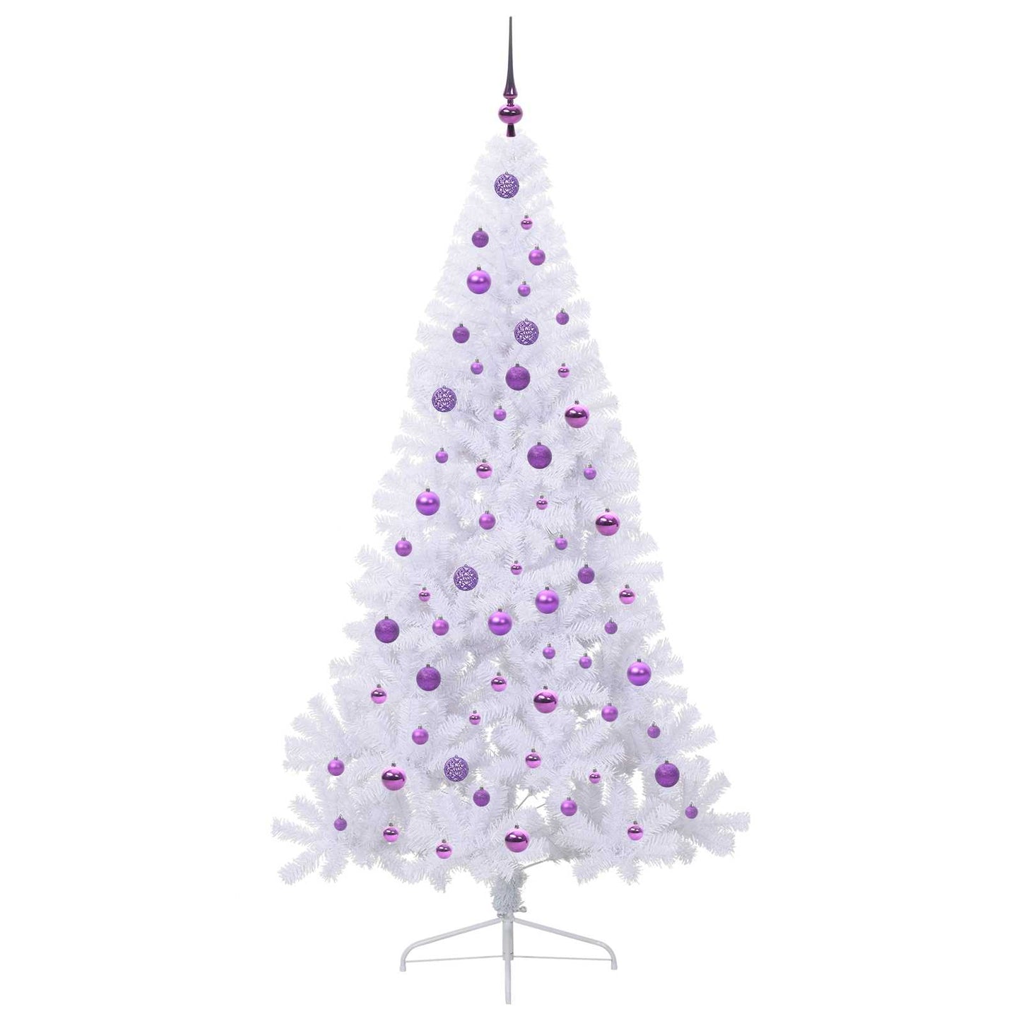 Kunstigt juletræ med 300 LED'er Hvid 210 cm PVC og Stål