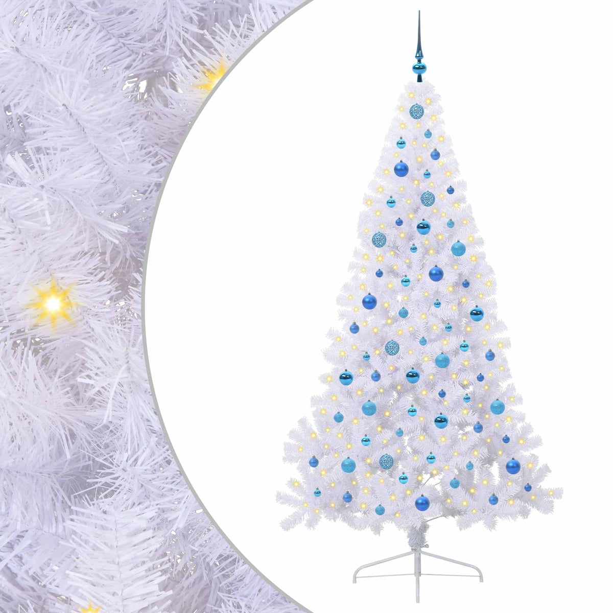 Kunstigt juletræ med 300 LED'er Hvid 210 cm PVC og Stål