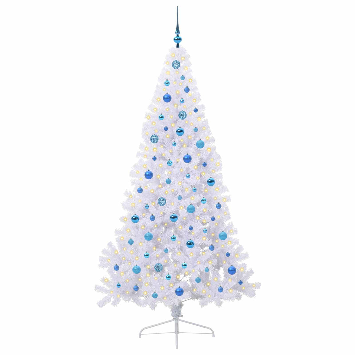 Kunstigt juletræ med 300 LED'er Hvid 210 cm PVC og Stål