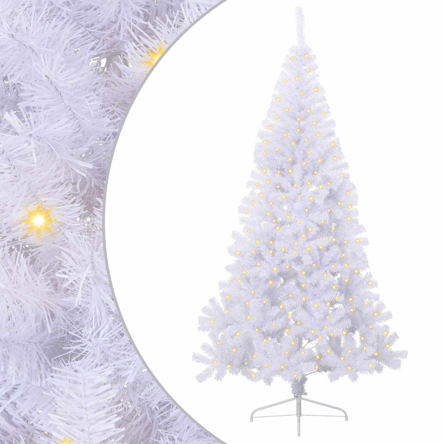 Kunstigt juletræ med 300 LED'er Hvid 240 cm PVC og Stål