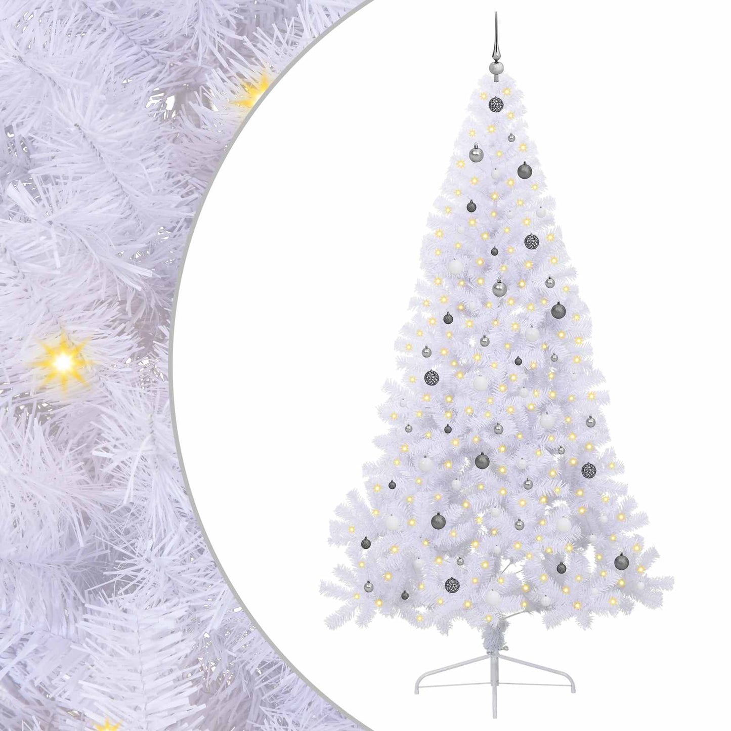 Kunstigt juletræ Hvid 240 cm PVC og Stål