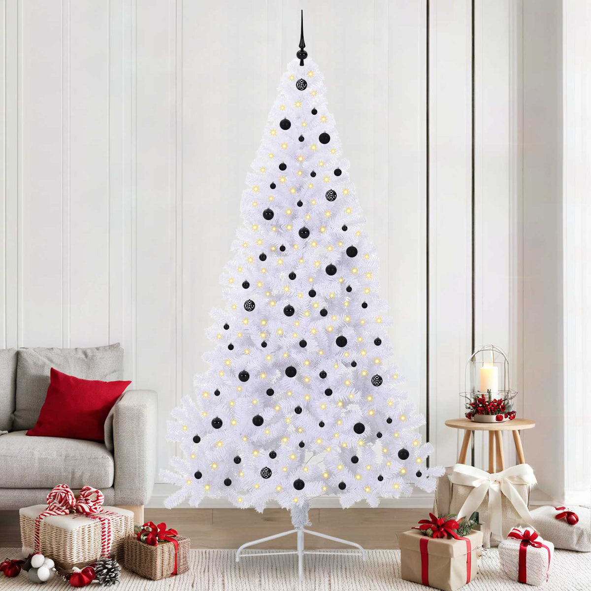 Kunstigt juletræ Hvid 240 cm PVC og Stål