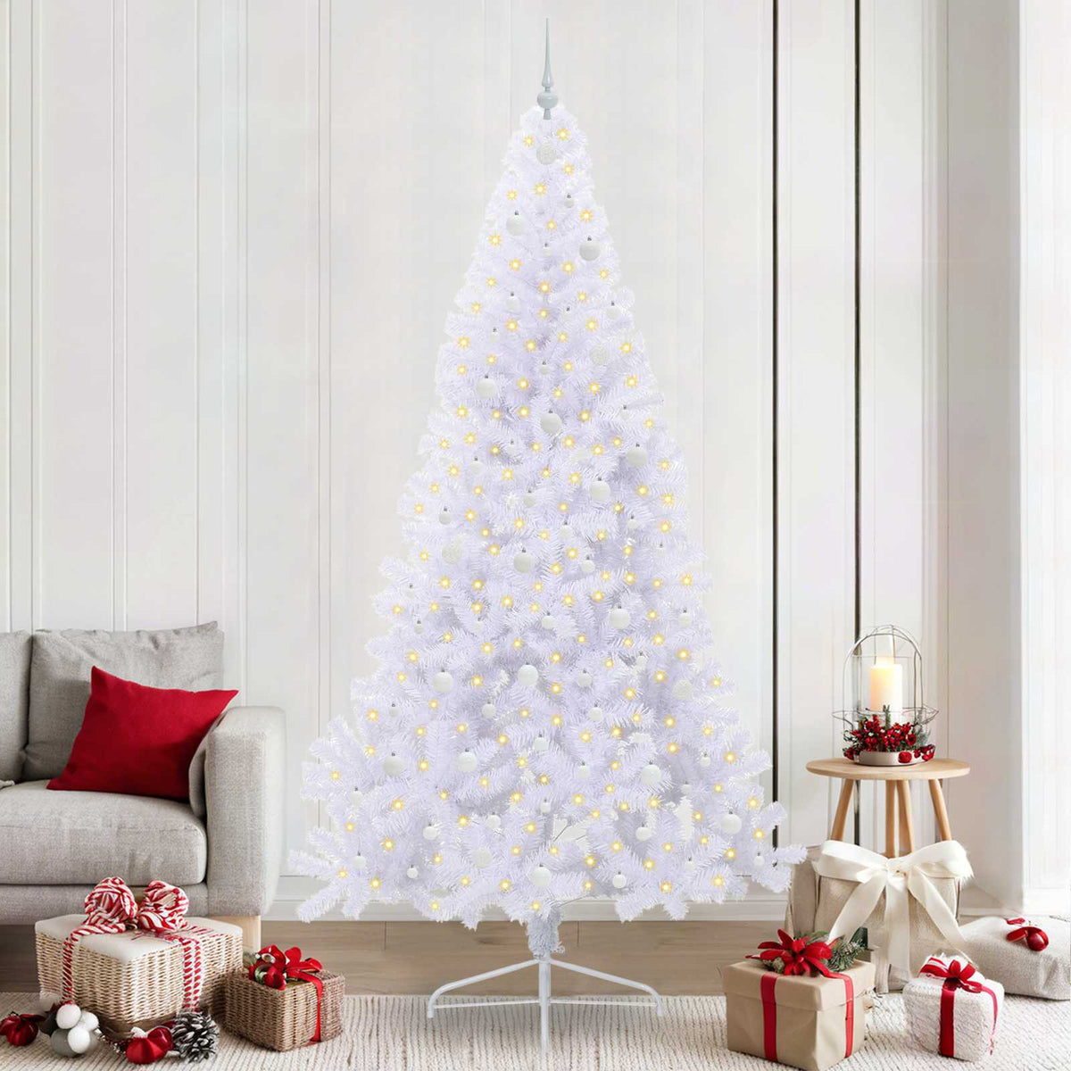 Kunstigt juletræ Hvid 240 cm PVC og Stål