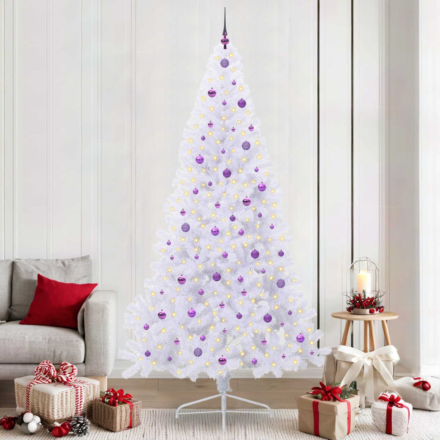 Kunstigt juletræ Hvid 240 cm PVC og Stål