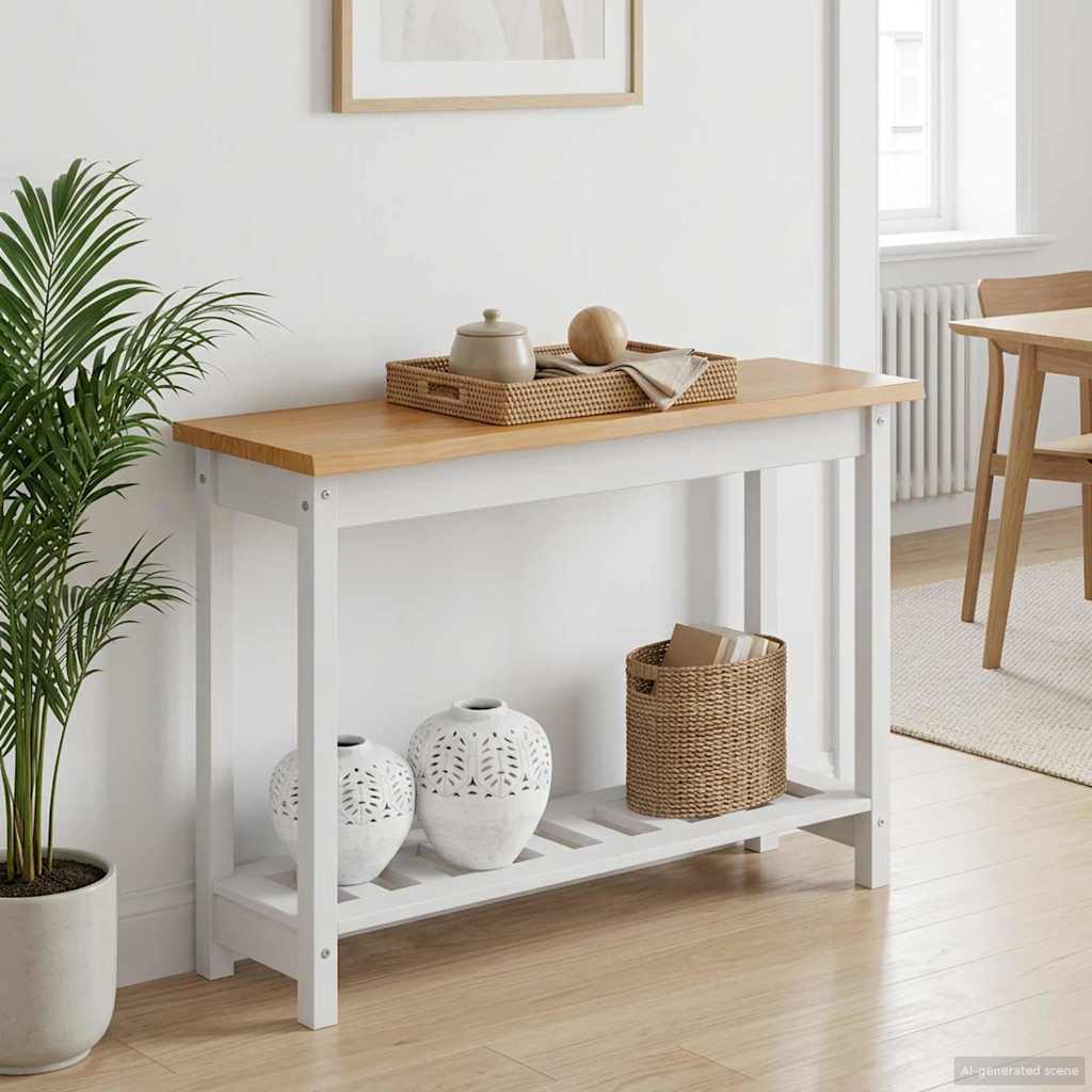 Konsolbord EKAI Hvid 112 x 35 x 76 cm Massivt fyrretræ