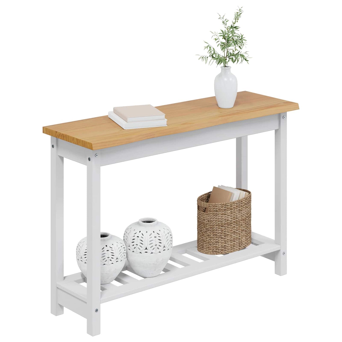 Konsolbord EKAI Hvid 112 x 35 x 76 cm Massivt fyrretræ