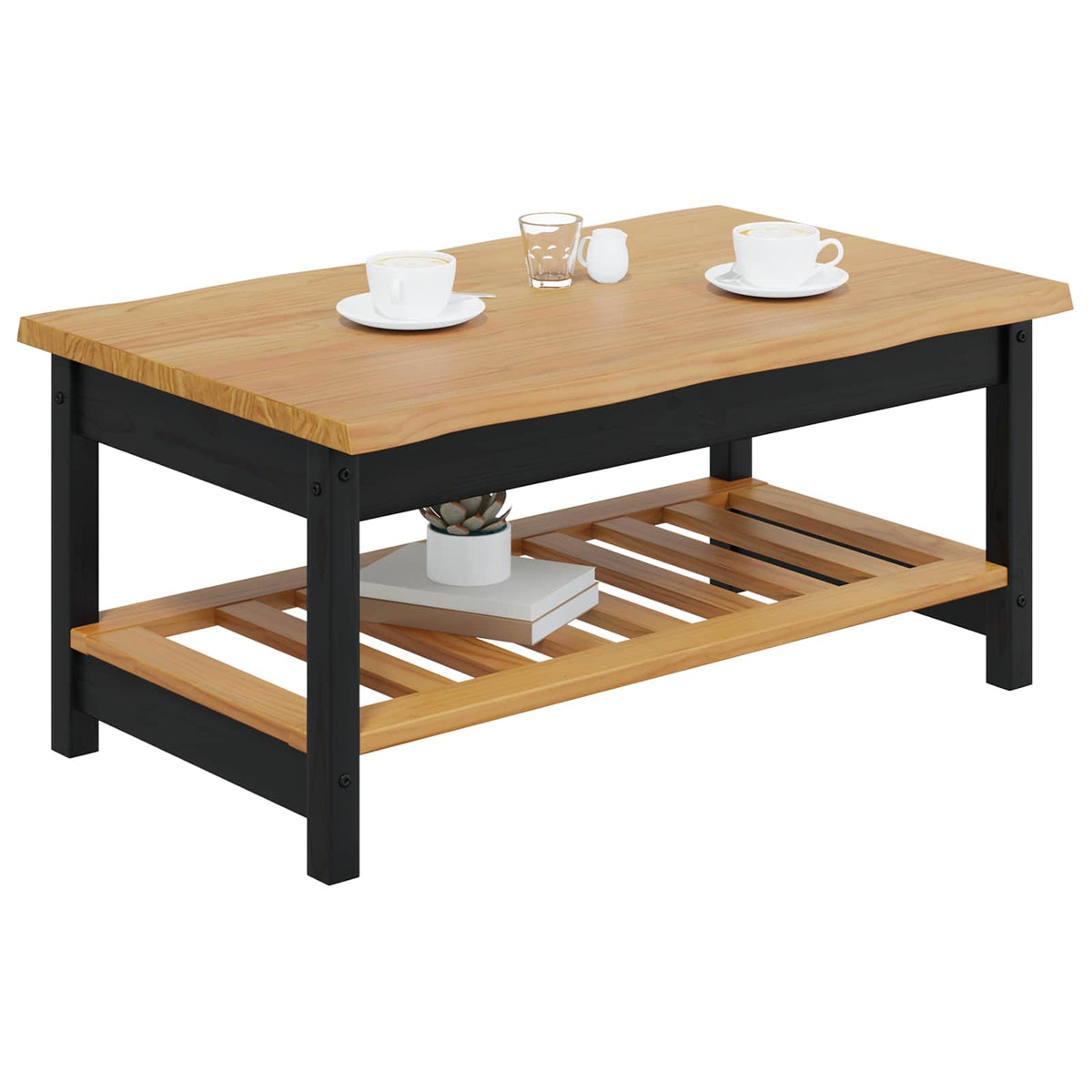 Sofabord EKAI Sort 100 x 60 x 45,5 cm Massivt fyrretræ