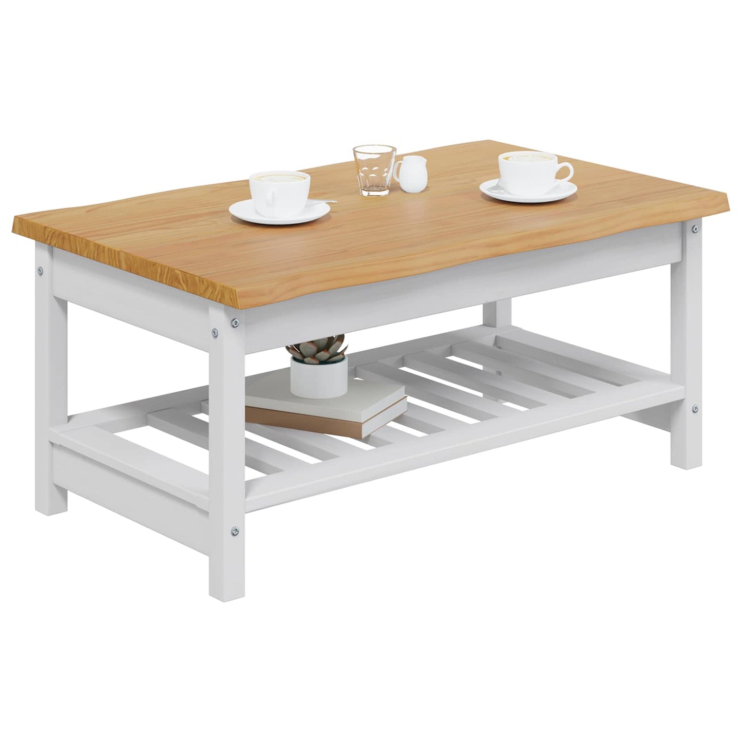 Sofabord EKAI Hvid 100 x 60 x 45,5 cm Massivt fyrretræ
