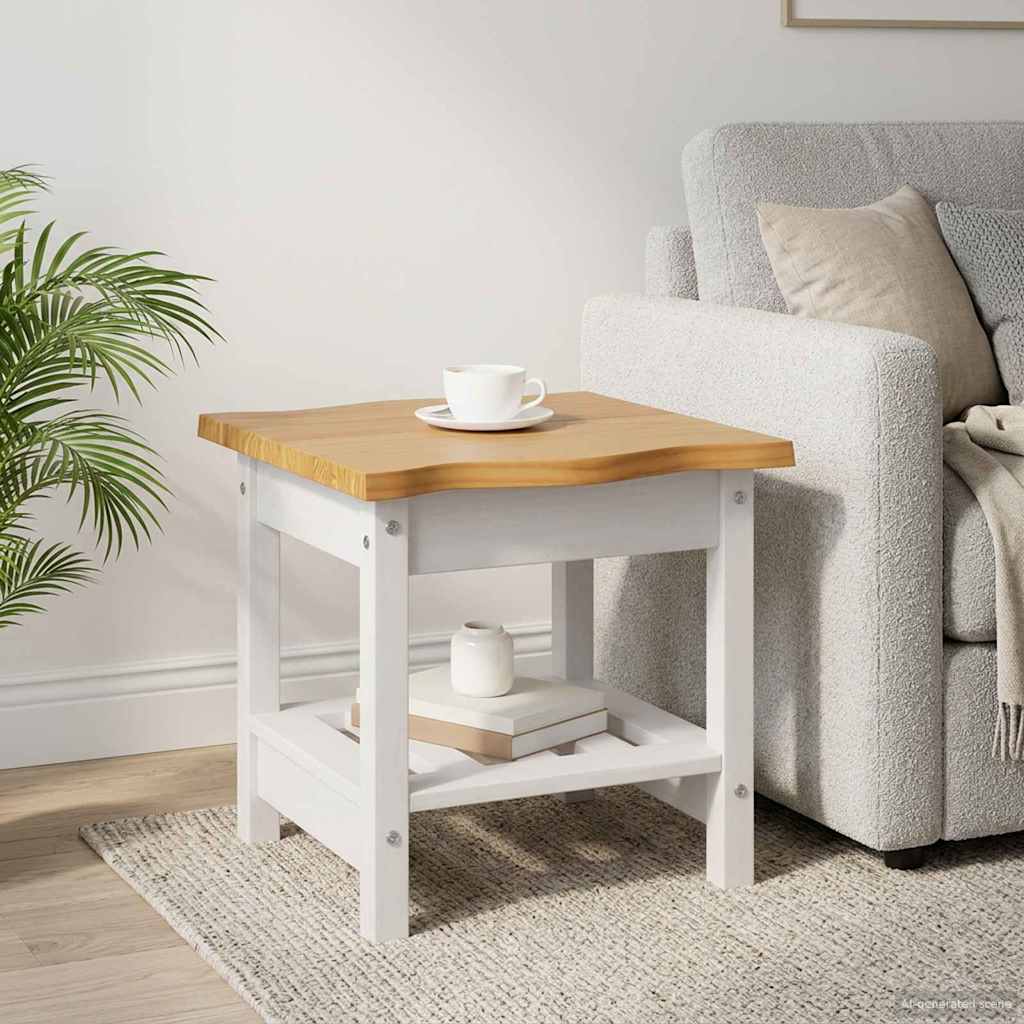 Sidebord med hylde EKAI Hvid 50 x 50 x 45,5 cm Massivt fyrretræ