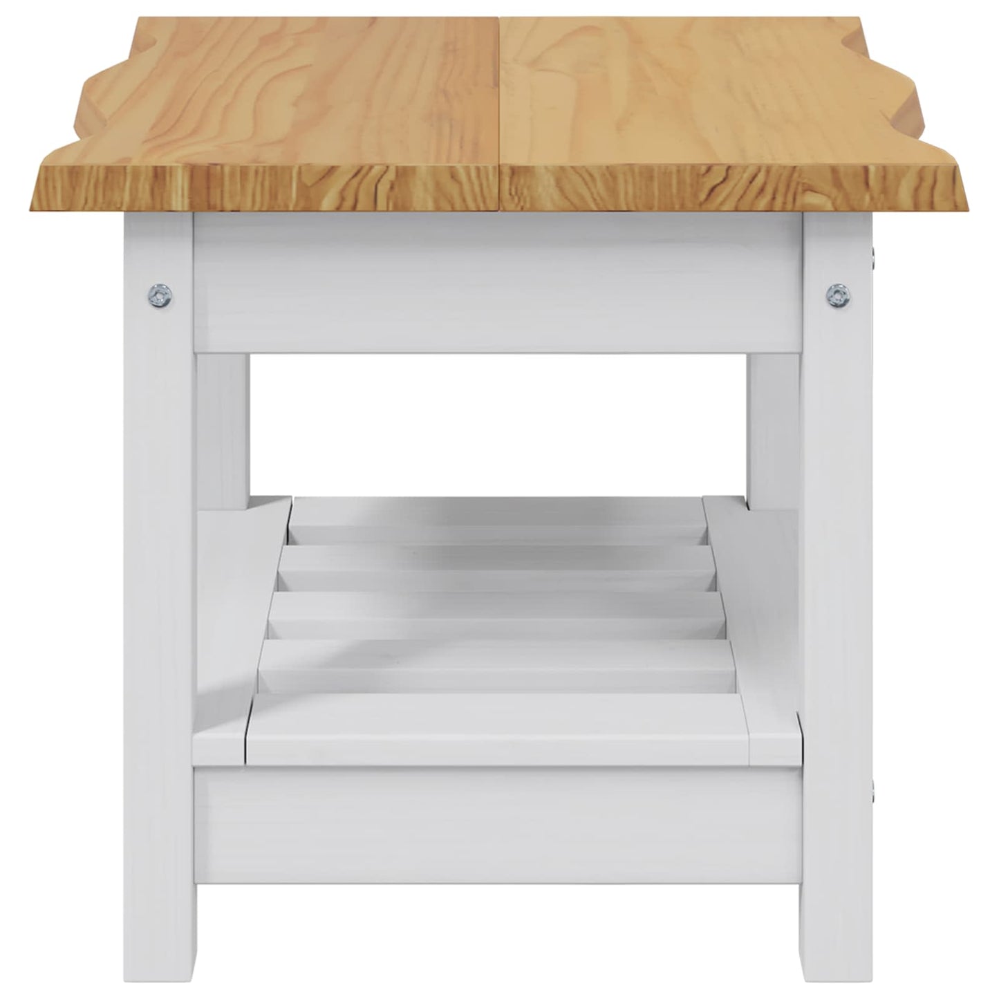 Sidebord med hylde EKAI Hvid 50 x 50 x 45,5 cm Massivt fyrretræ
