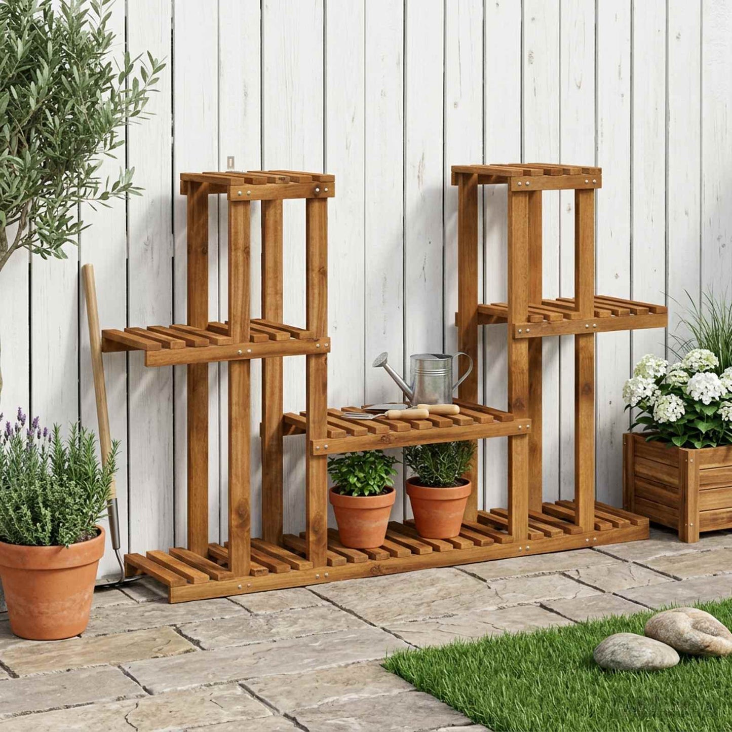 Planteholder Naturfarvet 123 x 25 x 78,5 cm Massivt Akacietræ