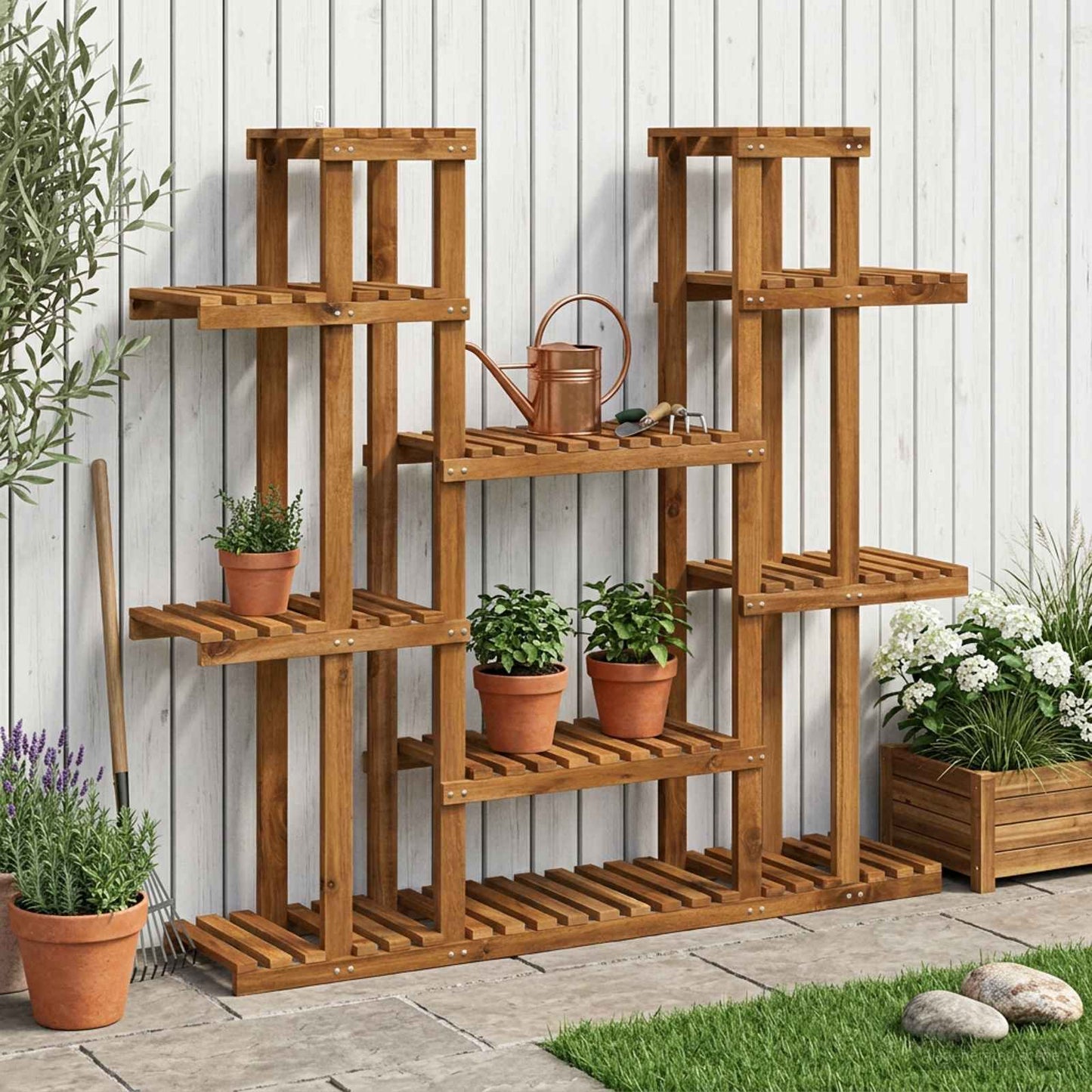 Planteholder Naturfarvet 123 x 25 x 114,5 cm Massivt Akacietræ
