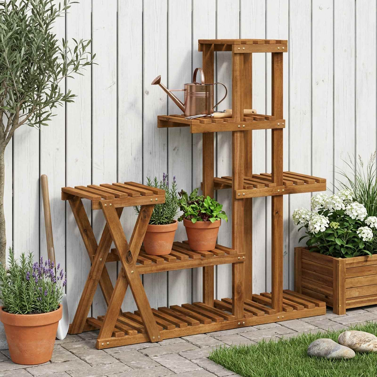 Planteholder Naturfarvet 95 x 25 x 101,5 cm Massivt Akacietræ